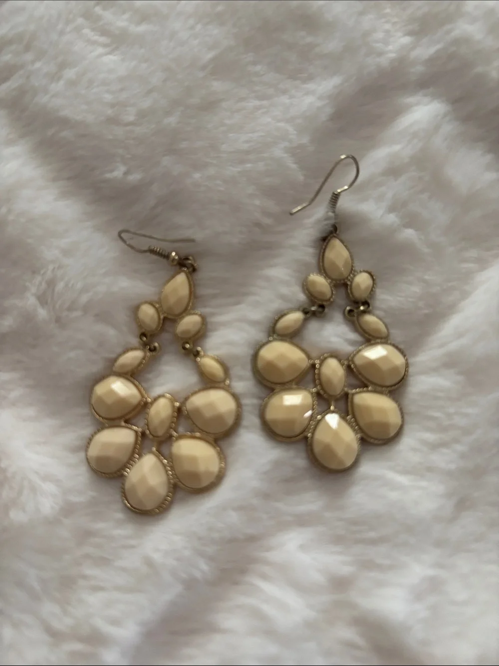 Cream Statement Dangle Earrings - Brand Unknown